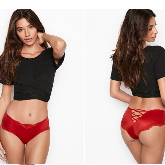 VS VERY SEXY Micro Lace-Up Cheeky Panty Red Sexy Absolutely Gorgeous! NWT - Picture 4 of 14